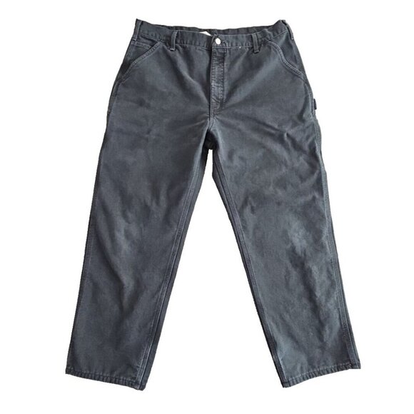 Carhartt Flannel Lined Cargo Pants Men's 40x30 Black Eight (8) Pockets Straight - Picture 1 of 13
